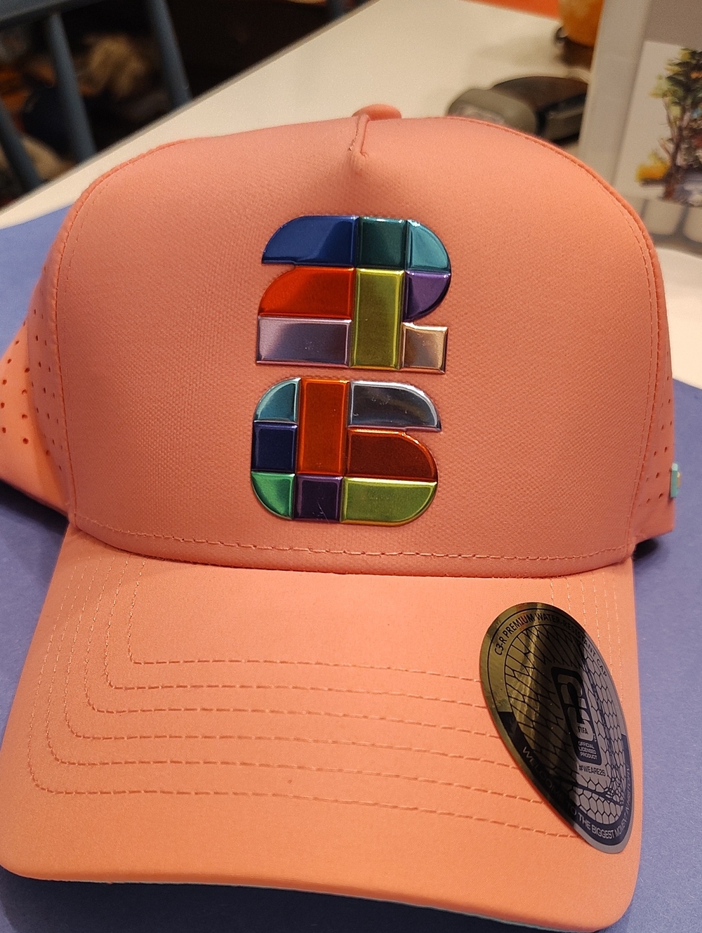 Pink Soccer Trucker Cap with Colorful Patch
